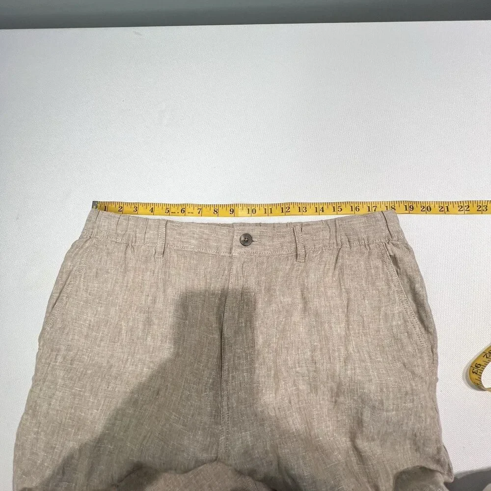 Caribbean Mens 100% Linen Pants Sz 38x31 Beige Draw String Resort Preppy Beachy